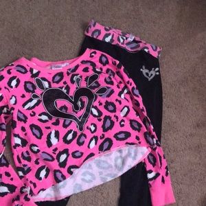 Girls Justice yoga leggings and sweatshirt